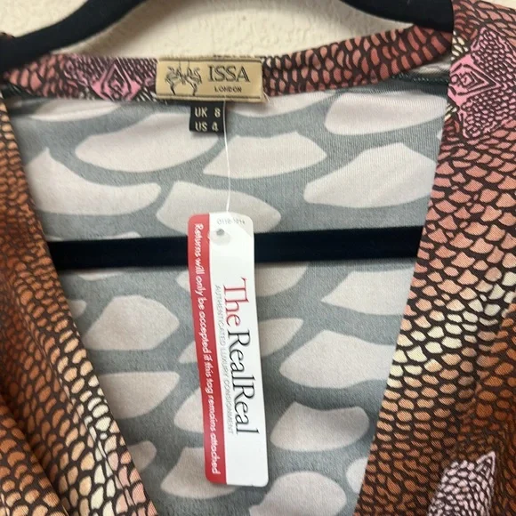 Issa London Brown and Pink Patterned Long Sleeve Dress - Picture 4 of 5